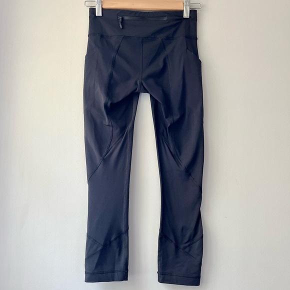 Lululemon | Black Pace Rival Crop 22” Running Tights Cropped Mesh Leggings - Picture 4 of 8